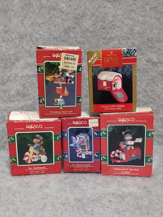 Enesco Other - Lot of 5 Vintage Enesco Treasury Mouse Christmas Ornaments